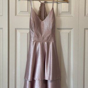 Pale pink Sparkly XS Homecoming Dress Open Lace Back Sweetheart Neckline to Knee